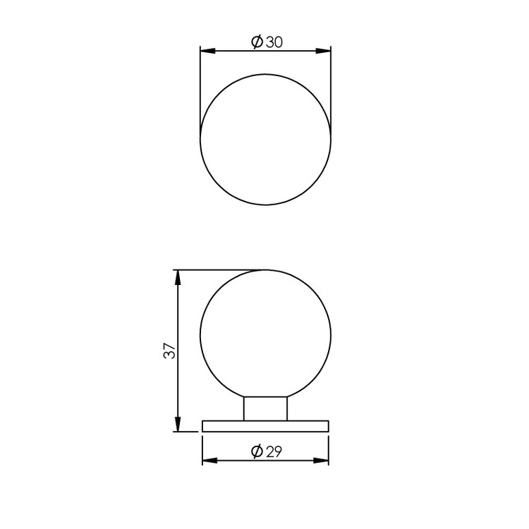 Möbelknopf ø 30 mm kugelrund Nickel matt